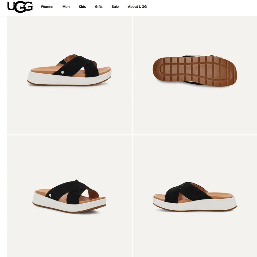 UGG Women's Black Cross-Strap Sandals